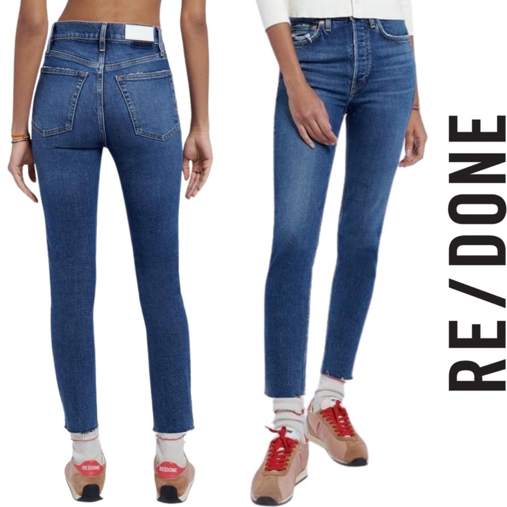 Re/Done 90s Button-Fly Ankle Cropped Skinny Jeans